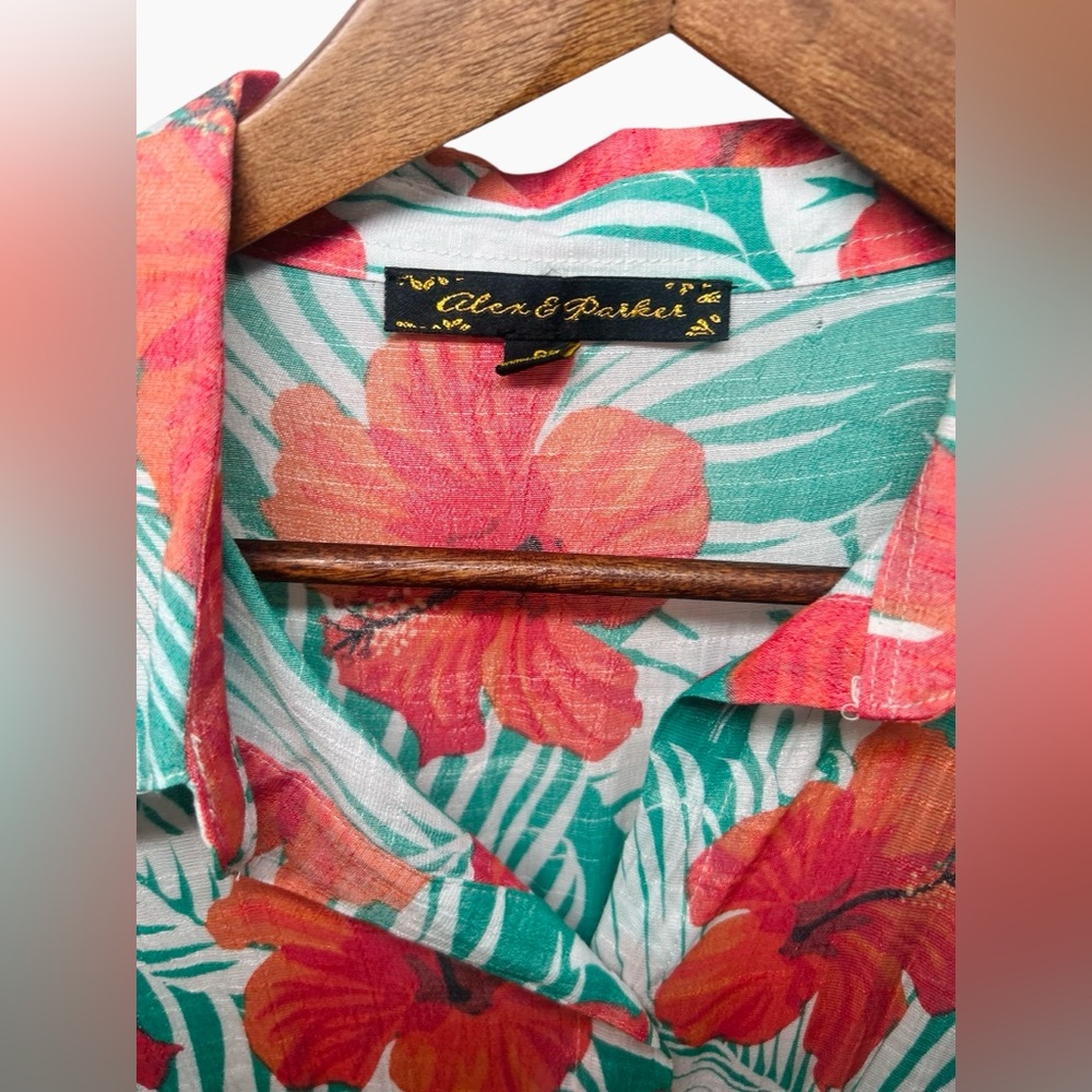 Alex & Parker Hibiscus Sleeveless Tiered Midi Dress Small Hawaiian Boho Vacay - Picture 12 of 14